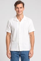 Men Regular Fit Short Sleeve Textured Casual Shirt, White
