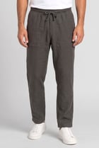 Men Comfort Fit Plain Straight Leg Pants, Grey