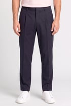Men Regular Fit Solid Straight Leg Pants, Deep Navy