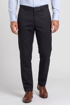 Men Regular Fit Solid Straight Leg Pants, Black