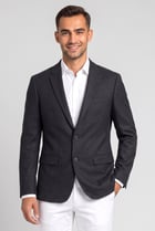 Men Slim Fit Plain Casual Blazer, Black