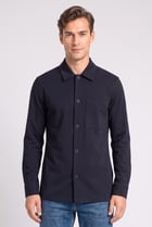 Men Regular Fit Long Sleeve Ribbed Casual Shirt, Dark Navy