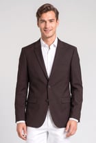 Men Slim Fit Plain Casual Blazer, Chocolate