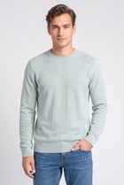 Men Crew Neck Knitted Sweater, Sage Green