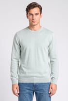 Men Round Neck Textured Sweater, Light Green