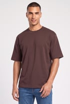 Men Crew Neck Short Sleeves Solid T-Shirt, Chocolate brown
