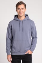 Men Solid Long Sleeve Hoodie, Slate Blue