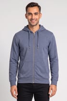 Men Textured Long Sleeve Hoodie, Slate Blue