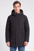 Men Solid Windbreaker Jacket, Black