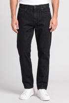 Men Loose Fit Solid Straight Leg Jeans, Black