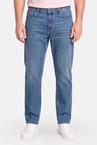 Men Loose Fit Solid Straight Leg Jeans, Blue