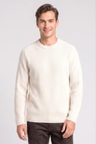 Men Crew Neck Long Sleeve Knitted Sweater, Cream