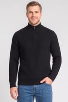Men Mock Neck Knitted Sweater, Navy