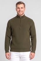 Men Mock Neck Textured Sweater, Dark Green