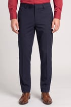 Men Slim Fit Straight Leg Solid Pants, Navy Blue