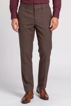 Men Slim Fit Straight Leg Solid Pants, Dark Brown