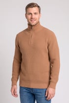 Men Turtle Neck Textured Sweater, Tan