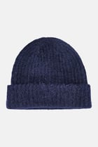 Men Textured Bennie Hat, Dark Navy