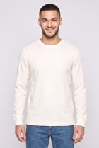 Men Crew Neck Long Sleeve Textured Sweatshirt, Off White