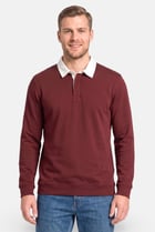 Men Regular Fit Long Sleeve Plain Polo Shirt, Maroon