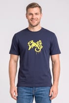 Men Crew Neck Short Sleeves Brand Logo T-Shirt, Navy