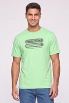 Men Crew Neck Short Sleeve Brand Logo T-Shirt, Light Green