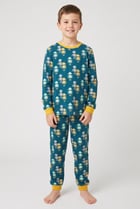 Kids Boy 2 Pieces Long Sleeve Allover Print Top And Bottom Pajama Set, Multicolor
