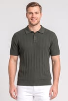 Men Regular Fit Textured Short Sleeve Polo Shirt, Green