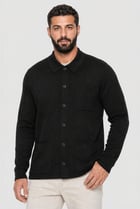 Men Spread Neck Cardigan, Black