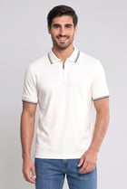 Men Regular Fit Short Sleeve Plain Polo Shirt, Off White