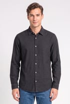 Men Regular Fit Washed Long Sleeve Denim Shirt, Black