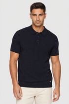 Men Regular Fit Brand Logo Short Sleeve Polo Shirt, Navy