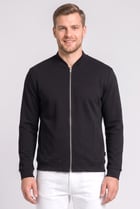 Men Plain Bomber Jacket, Black