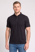 Men Regular Fit Brand Logo Short Sleeve Polo Shirt, Black