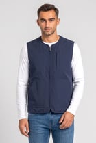 Men Solid Vest Jacket, Navy