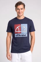Men Crew Neck Short Sleeve Brand Logo T-Shirt, Navy