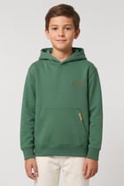 Kids Boy Embroidered Log Long Sleeve Hoodie, Forest Green