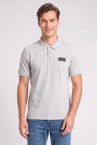 Men Regular Fit Brand Logo Short Sleeve Polo Shirt, Light Grey