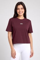 Women Boxy Fit Short Sleeve Outdoor T-Shirt, Maroon
