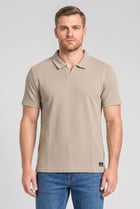 Men Regular Fit Short Sleeve Textured Polo Shirt, Tan
