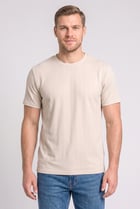 Men Crew Neck Short Sleeve Textured T-Shirt, Beige