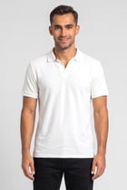 Men Regular Fit Textured Short Sleeve Polo Shirt, White
