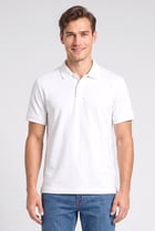 Men Regular Fit Plain Short Sleeve Polo Shirt, Off-White
