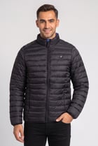 Men Quilted Puffer Jacket, Black