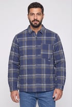 Men Checkered Long Sleeve Jacket Shirt, Multicolor