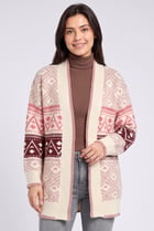 Women Split Neck Knitted Cardigan, Multicolor