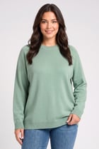 Women Crew Neck Knitted Sweater, Mint Green