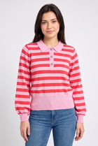 Women Spread Collar Stripe Sweater, Multicolor