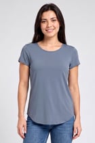 Women Scoop Neck Short Sleeve Plain T-Shirt, Slate Blue
