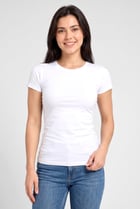 Women Crew Neck Short Sleeve Plain T-Shirt, White